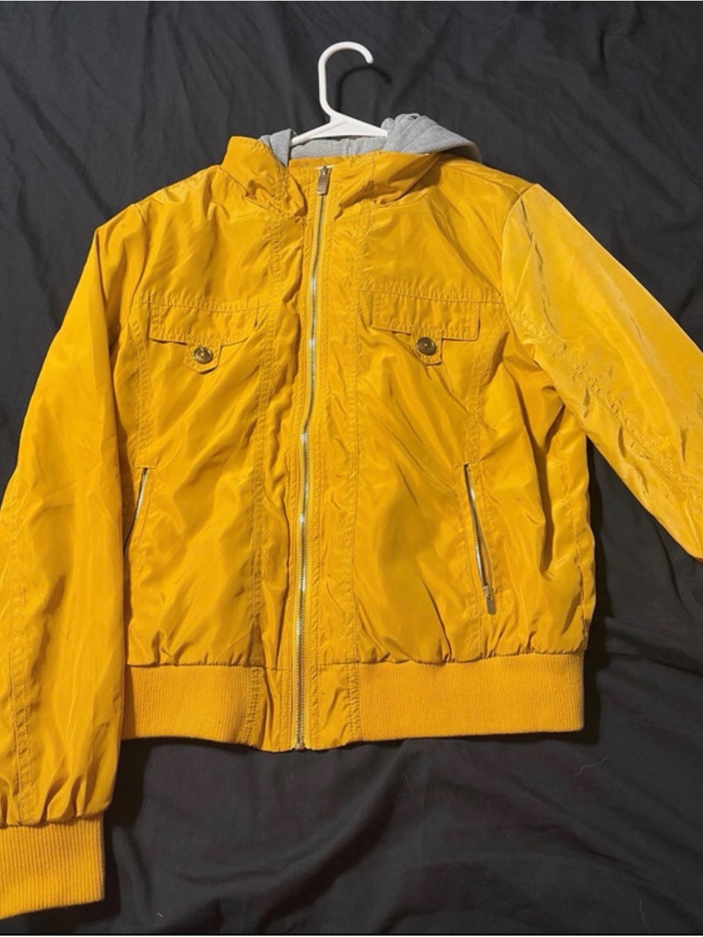 Kids Hooded Bomber Jacket - Yellow